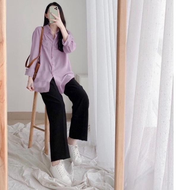 Quần ống rộng nữ lưng cao ống suông dài 100cm công sở đẹp cao cấp HIJUNE QT03