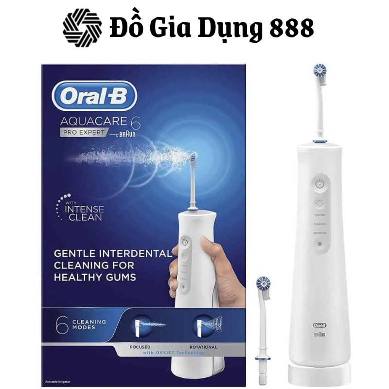 Máy Tăm Nước Không Dây ORAL-B AQUACARE 6, Công Nghệ Oxyjet Giúp Loại 99% Vi Khuẩn, Mảng Bám, Ngừa Sâu Răng, Nhập Đức