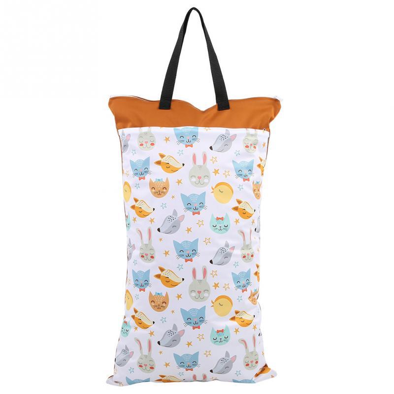 40X70CM Lớn Treo Tã Vải Túi Chống Thấm Ướt Túi Khô Tã Giặt Túi Lưu Trữ 2 Dây Kéo có Thể Tái Sử Dụng Wetbag