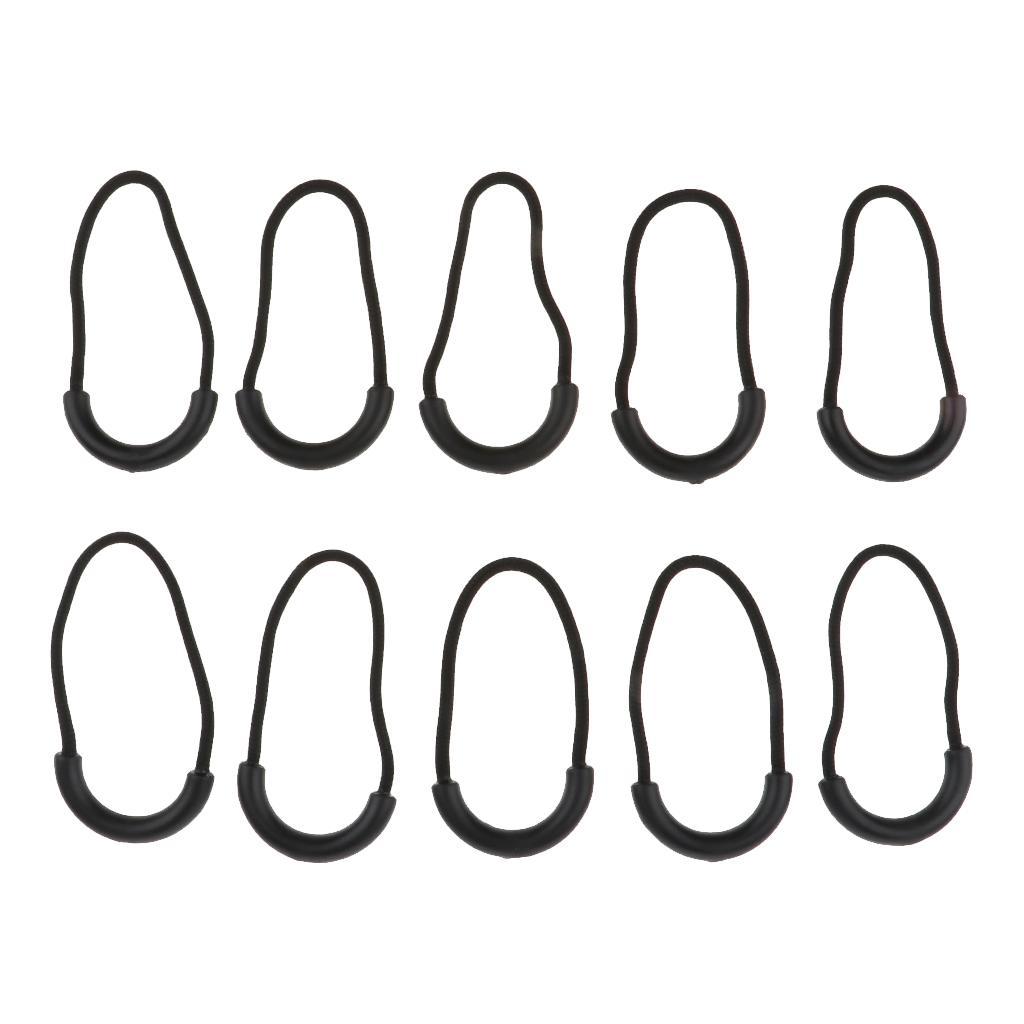 2-4pack 10 Pcs Plastic U Shape Zip Puller Strong Zipper Pull Cord Black