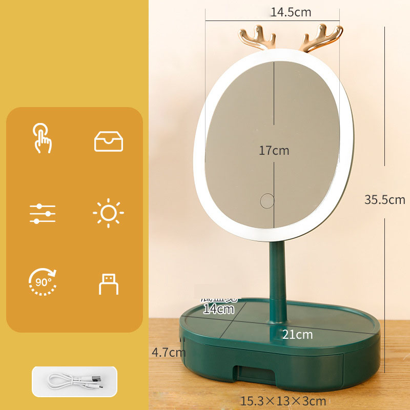 Gương Để bàn kèm ngăn kéo có Đèn LED Tiện lợi bền đẹp - Gương để bàn có Đèn LED Cao cấp hiện đại PR21