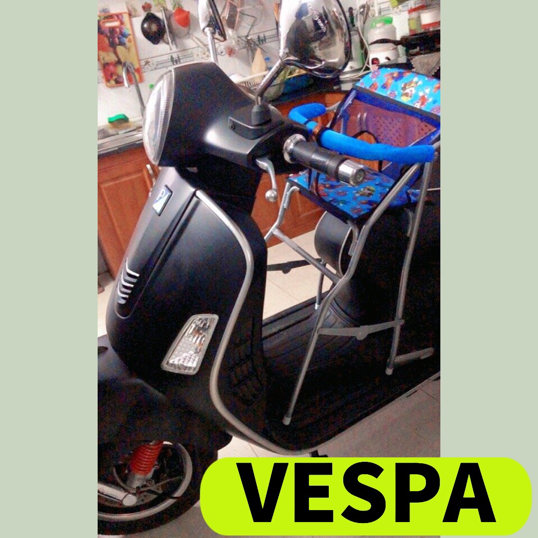 ( CÓ SẴN ) GHẾ NGỒI XE MÁY VESPA , GHẾ GA XẾP SẮT SƠN TĨNH ĐIỆN