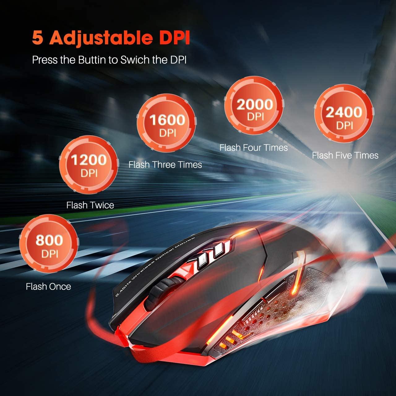 VicTsing PC066 Chuột Chơi Game Không Dây Độc Đáo Silent Click RGB Thở Backlit 2400 DPI Công Thái Cầm 7 Nút Chuột