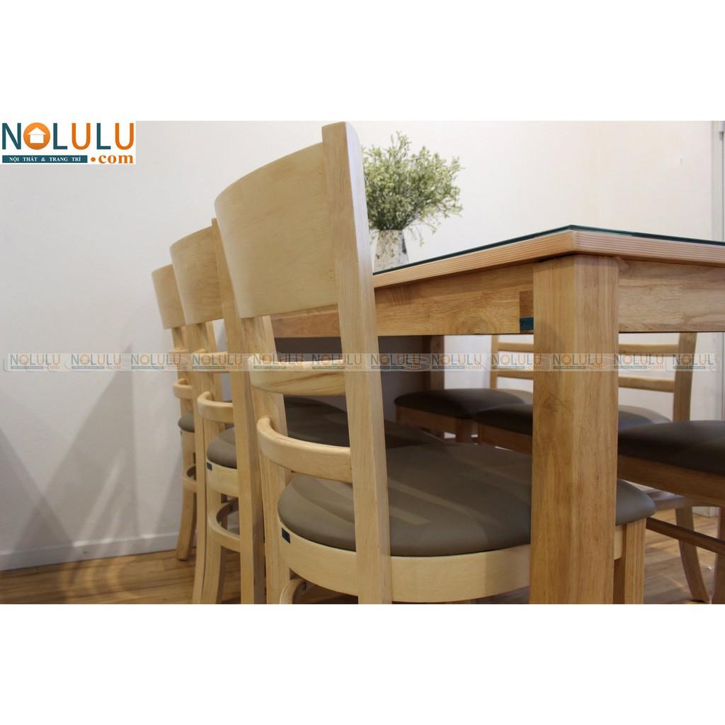 Bộ Bàn Ăn CABIN 6 Ghế Gỗ Tự Nhiên Mặt Bàn Veneer Sồi