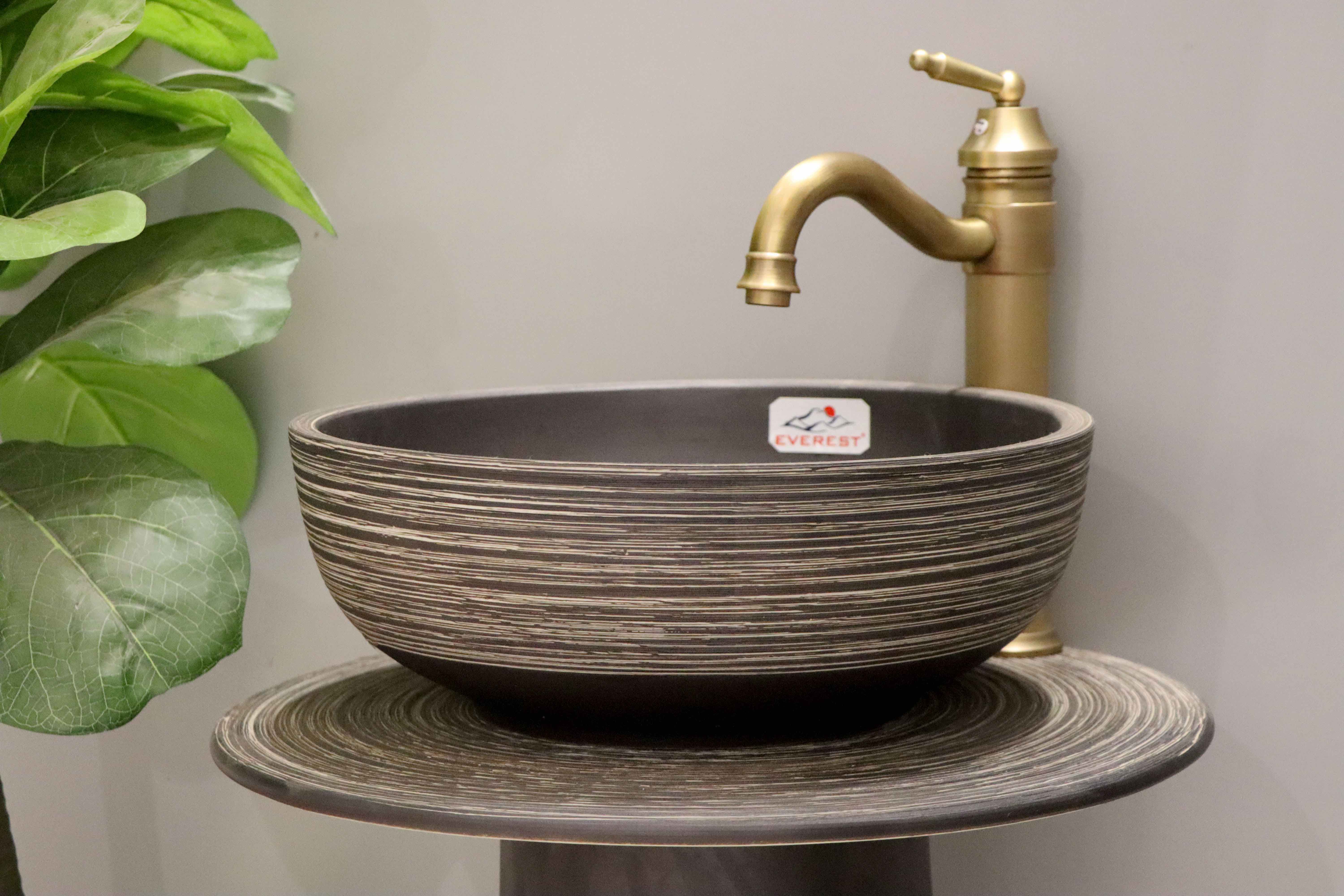 Chậu sứ mỹ thuật lavabo chậu chân EVEREST-CĐC04