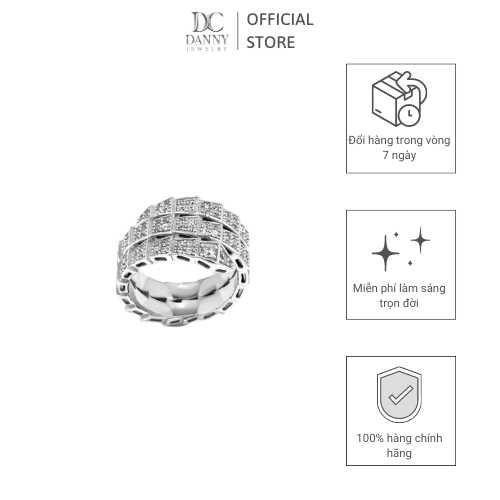 Nhẫn Danny Jewelry Bạc Thổ Nhĩ Kỳ Xi Rhodium Đính Đá CZ N0001TNK (Free Size)