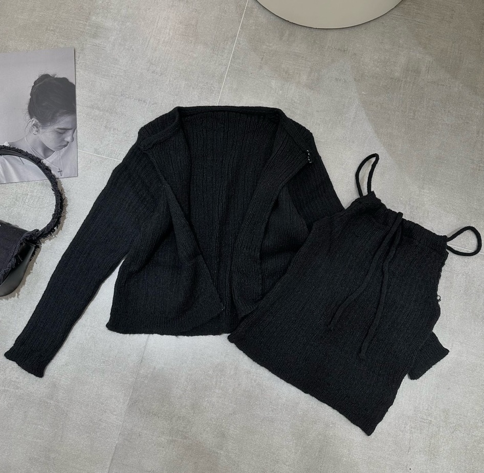 SET ÁO LEN CROPTOP DÂY CỔ YẾM TRƠN PASTEL + ÁO KHOÁC CARDIGAN LỬNG TAY DÀI DẠO PHỐ ĐI CHƠI ĐI BIỂN ĐI TIỆC