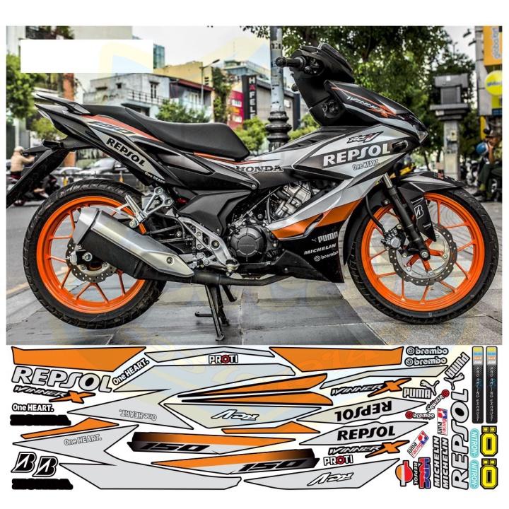 Tem rời xe winner X Repsol dán xe đen nhám