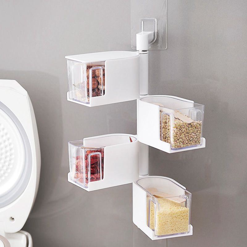 Kệ đựng gia vị treo tường 3 tầng - hộp gia vị nhà bếp xoay mở cao cấp