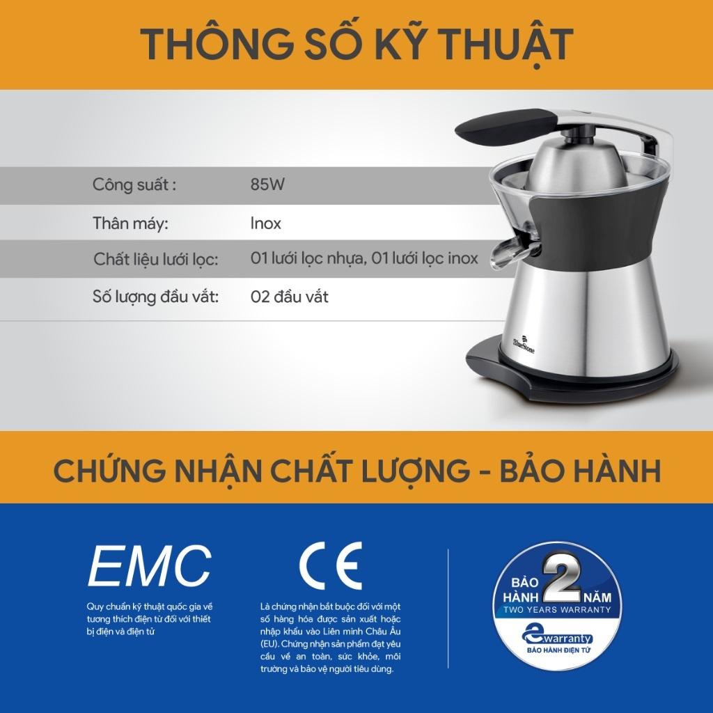 Máy Vắt Cam Bluestone CJB-1173, Công Suất 85w - Cần Ép Trợ Lực - 2 Đầu Ép, Hàng Chính Hãng