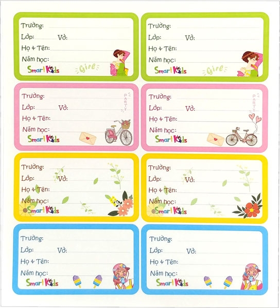 Bộ 2 Nhãn Vở Smart Kid Cool Girl SK-LP402 (40 Nhãn Vỡ)