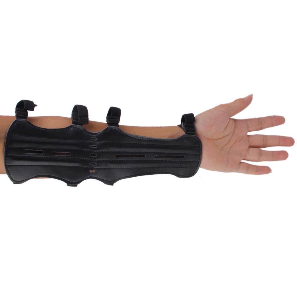 Archery Arm Guard Leather 4 Adjustable Straps Archer Protector Protection Protective Gear