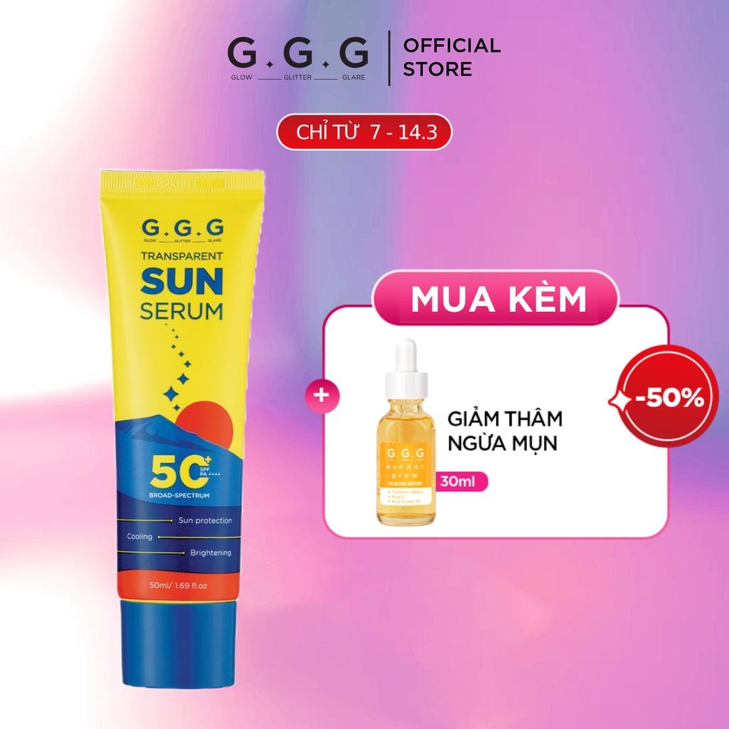 Kem Chống Nắng Phổ Rộng GGG Dạng Serum Chống UVA &amp; UVB Dưỡng Sáng Transparent Sun SPF50+/PA++++ 50ml