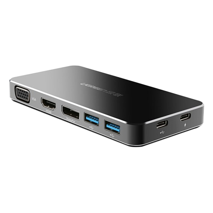 Bộ Chuyển Đổi Ugreen USB Type-C Sang VGA HDMI DP 2 x USB 3.0 Type-C (PD) 40872 - Hàng Chính Hãng
