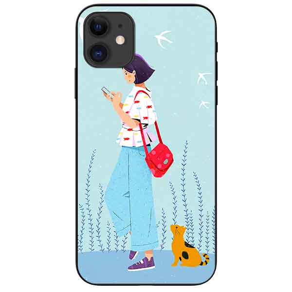 Ốp lưng in cho Iphone 11 Mẫu Cô Gái Mèo Vàng