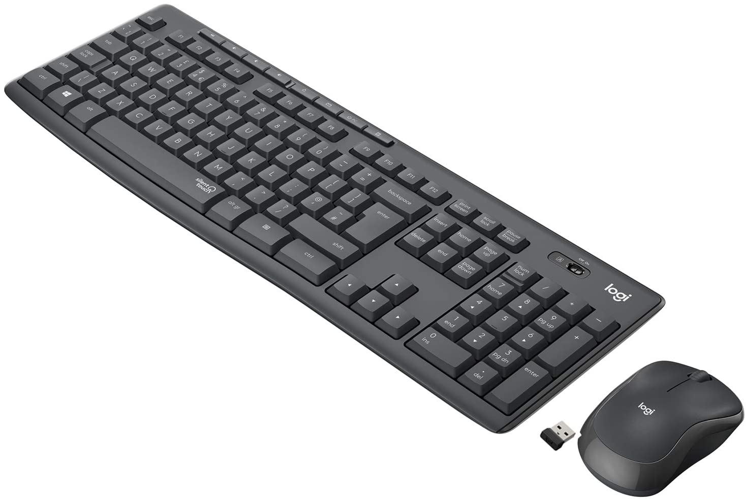 Combo chuột phím không dây Logitech MK295 Silent - Chống ồn 90%, có phím số, mắt đọc cải tiến, bền bỉ, không lag - Hàng chính hãng