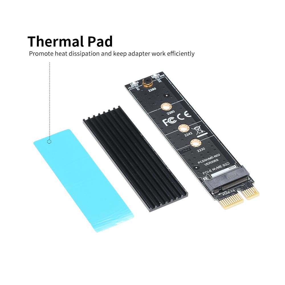 Thẻ chuyển đổi PCI-E sang NVME M.2, cói tản nhiệt và hỗ trợ đầu đọc thẻ SSD Thernal Pad 2230/2242/2260/2280