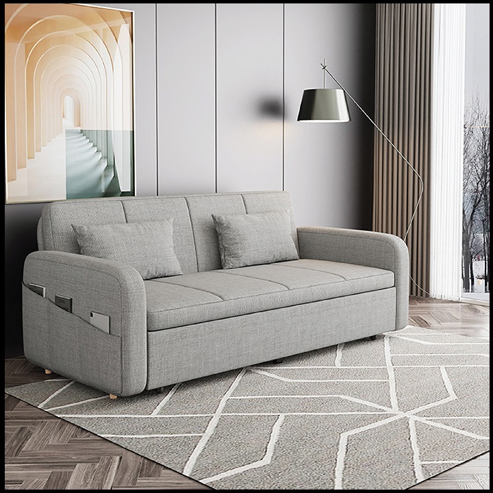 Giường Ngủ Sofa Gấp Gọn Có Ngăn Chứa Đồ KT 1m4 x 1m85 Toàn Bộ Khung Thép Chịu Lực 8 Điểm Sơn Tĩnh Điện. Ghế Sofa Giường Gấp Gọn Thông Minh. Tặng Kèm 2 Gối.