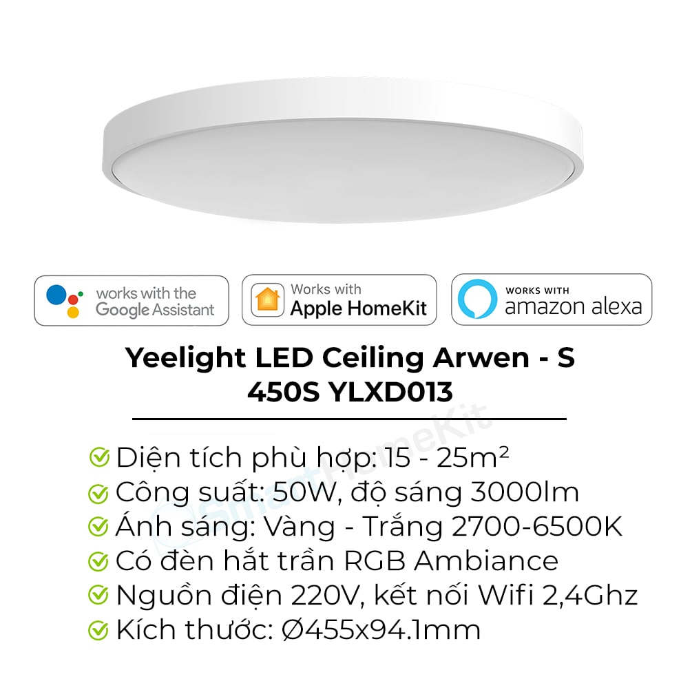 Hình ảnh Đèn ốp trần Yeelight Arwen S-Series 450S/550S LED RGB hắt trần thông minh điều khiển bằng App - Hàng Chính Hãng