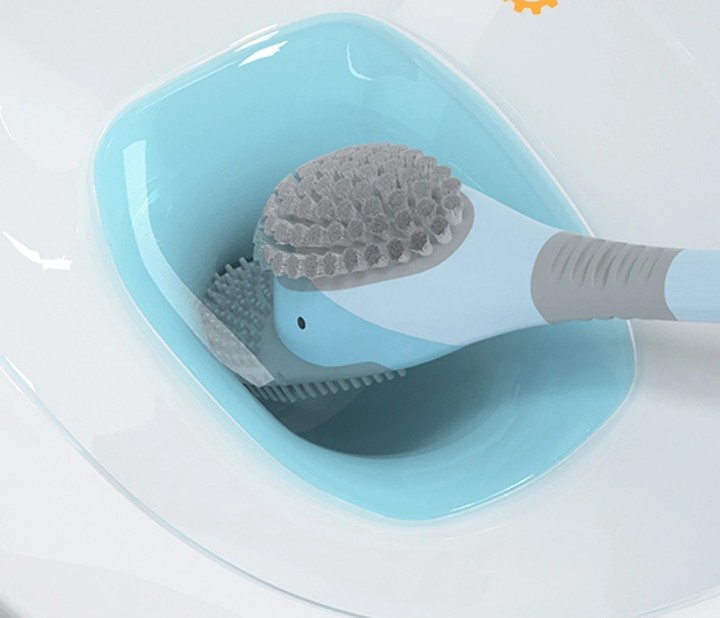 BỘ BÀN CHẢI VỆ SINH TOILET HÌNH VỊT BẰNG Slinicon TIỆN DỤNG - CHÀ CỌ TOILET CÓ HỘP ĐỰNG