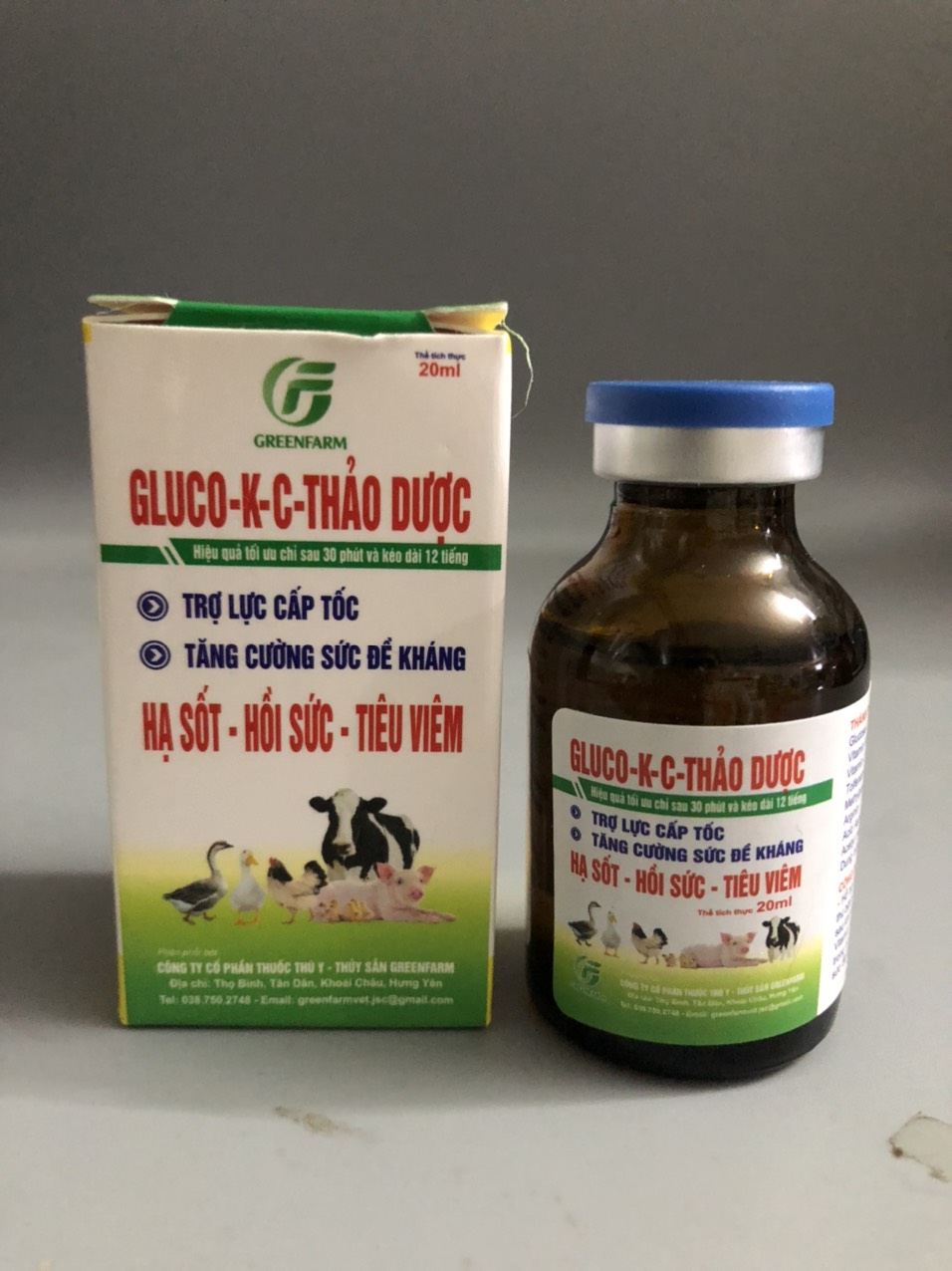 Thuốc thú y, Gluco K C thảo dược 20ml sử dụng cho chó, mèo, gia súc, gia cầm
