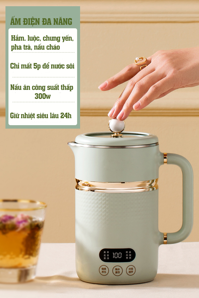 CỐC ĐIỆN ĐA CHỨC NĂNG ĐỂ HẦM, CHƯNG YẾN, SỮA NÓNG, PHA TRÀ TỰ ĐỘNG THÔNG MINH