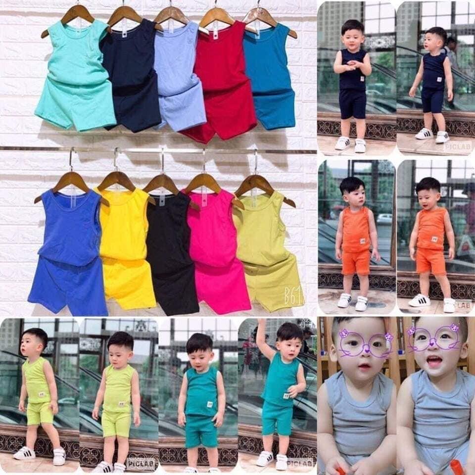 Quần áo trẻ em sát nách thun cotton, bộ quần áo trẻ em từ 3-17kg