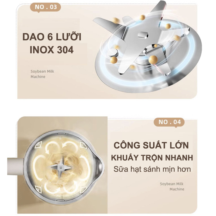 Máy làm sữa hạt Bear 600ml, 6 chức năng, xay nấu sữa hạt, xay sinh tố đa năng ANH LAM STORE - Hàng chính hãng