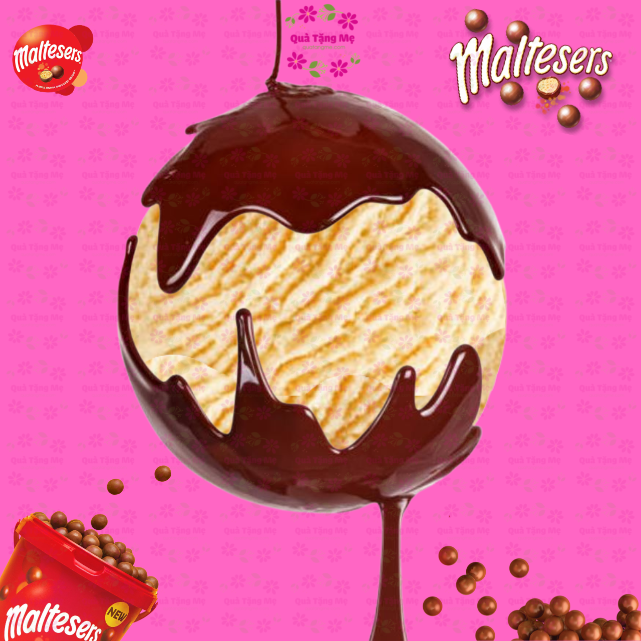 Socola nhân mạch nha Maltesers vị sô cô la sữa mịn màng thơm ngon cùng nhân mạch nha lúa mạch giòn tan - QuaTangMe Extaste