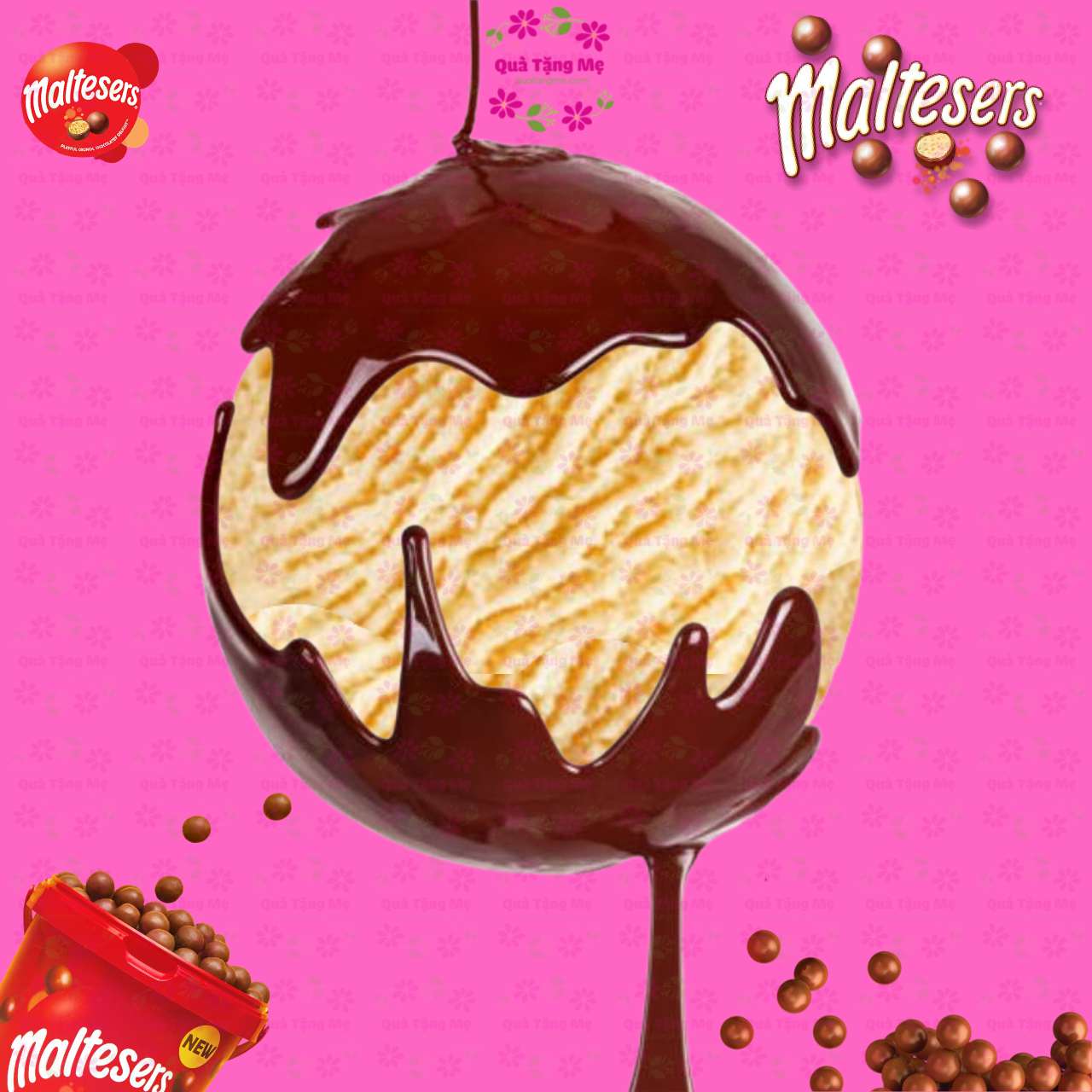 Socola nhân mạch nha Maltesers vị sô cô la sữa mịn màng thơm ngon cùng nhân mạch nha lúa mạch giòn tan (880g/thùng) - QuaTangMe Extaste