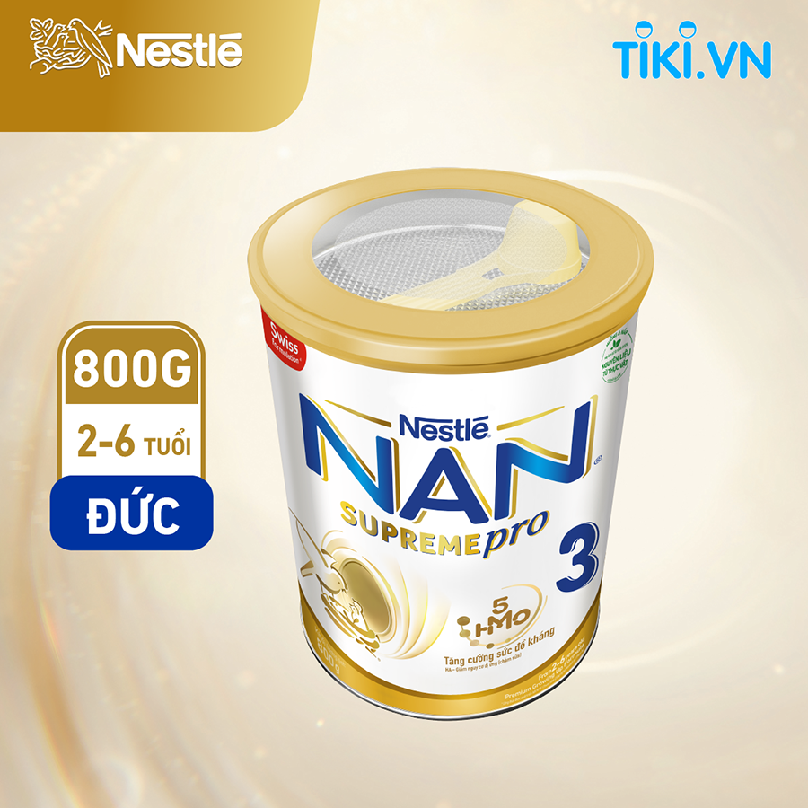 Sữa bột Nestlé NAN SupremePro 3 nhập khẩu từ Đức với 5HMO giúp tăng đề kháng, đạm Gentle Optipro giúp dễ hấp thu &amp; ngừa nguy cơ dị ứng (chàm sữa) (2 - 6 tuổi)