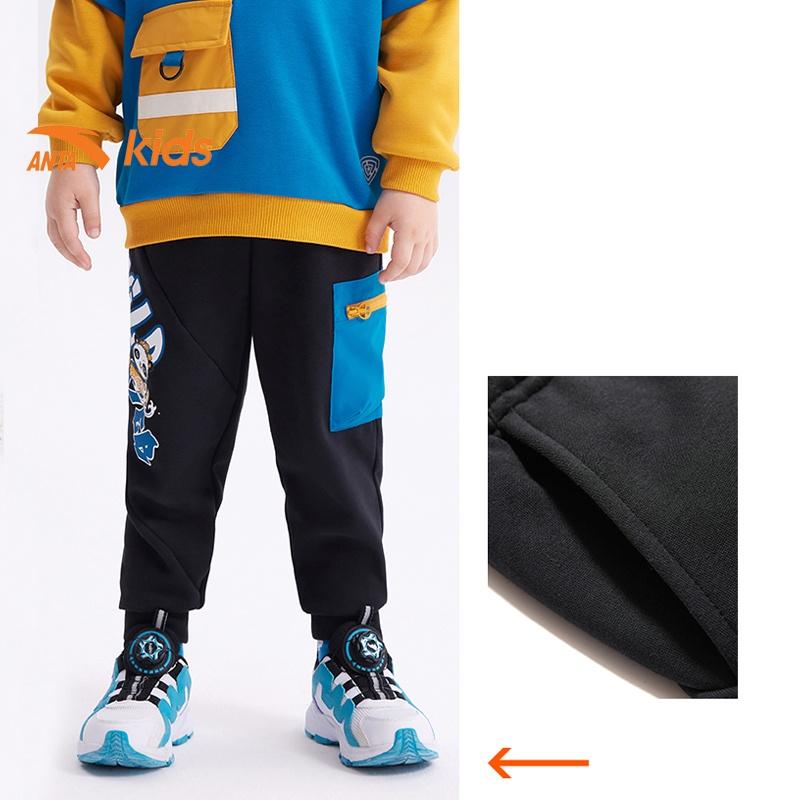 Quần dài thể thao bé trai Anta Kids, chất liệu nỉ bo gấu 352249761S-1
