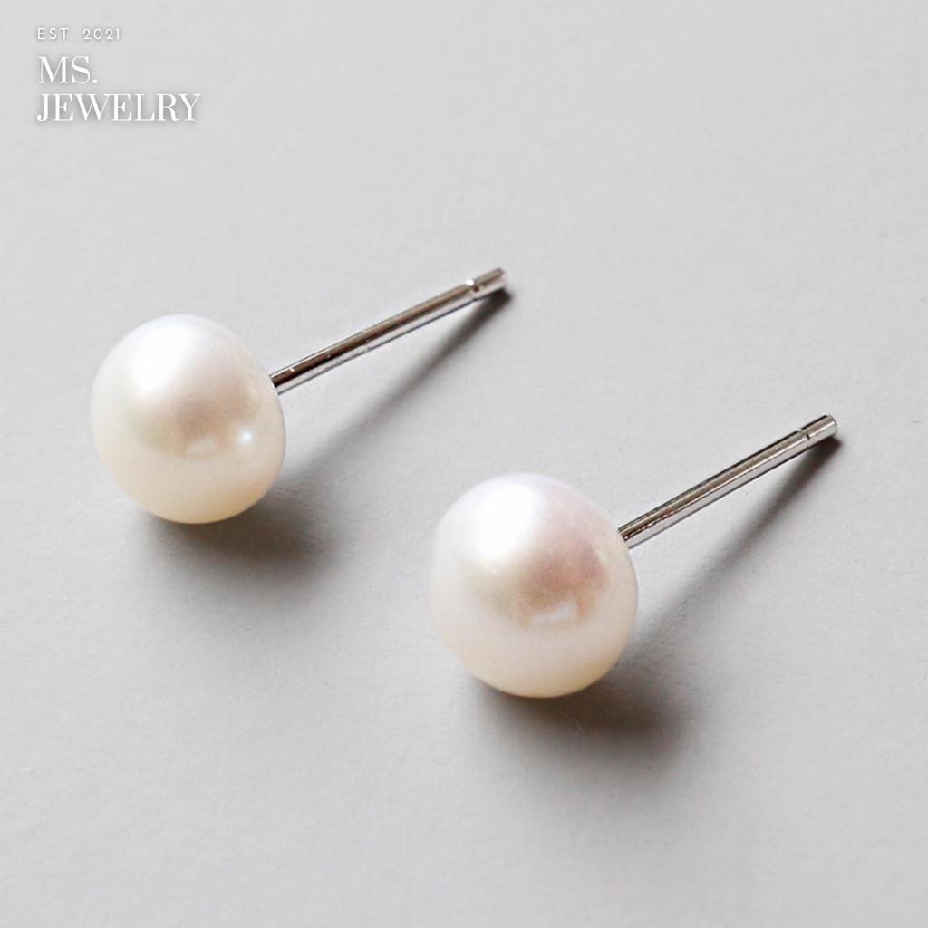 Khuyên Tai Ngọc Trai Nước Ngọt Chốt Bạc S925 Size 7-8mm