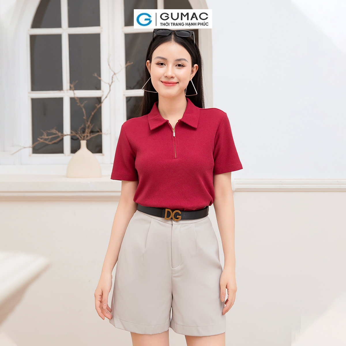 Áo polo phối dây kéo thời trang GUMAC ATD10031