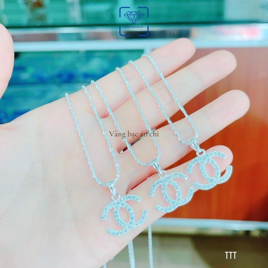 Dây chuyền bạc nữ kèm mặt hình chữ X đính đá trẻ trung thanh lịch, trang sức Anchi jewelry