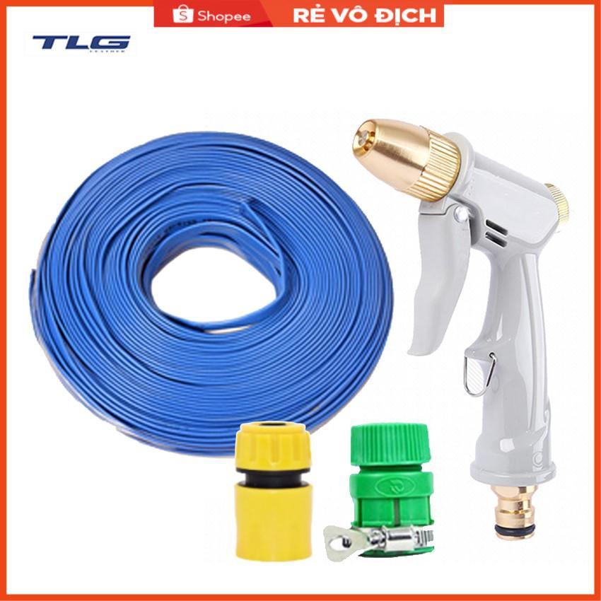 Bộ dây vòi xịt nước rửa xe, tưới cây tăng áp 3 lần, loại 7-10m (cút nhựa nối nhựa xanh) 206846