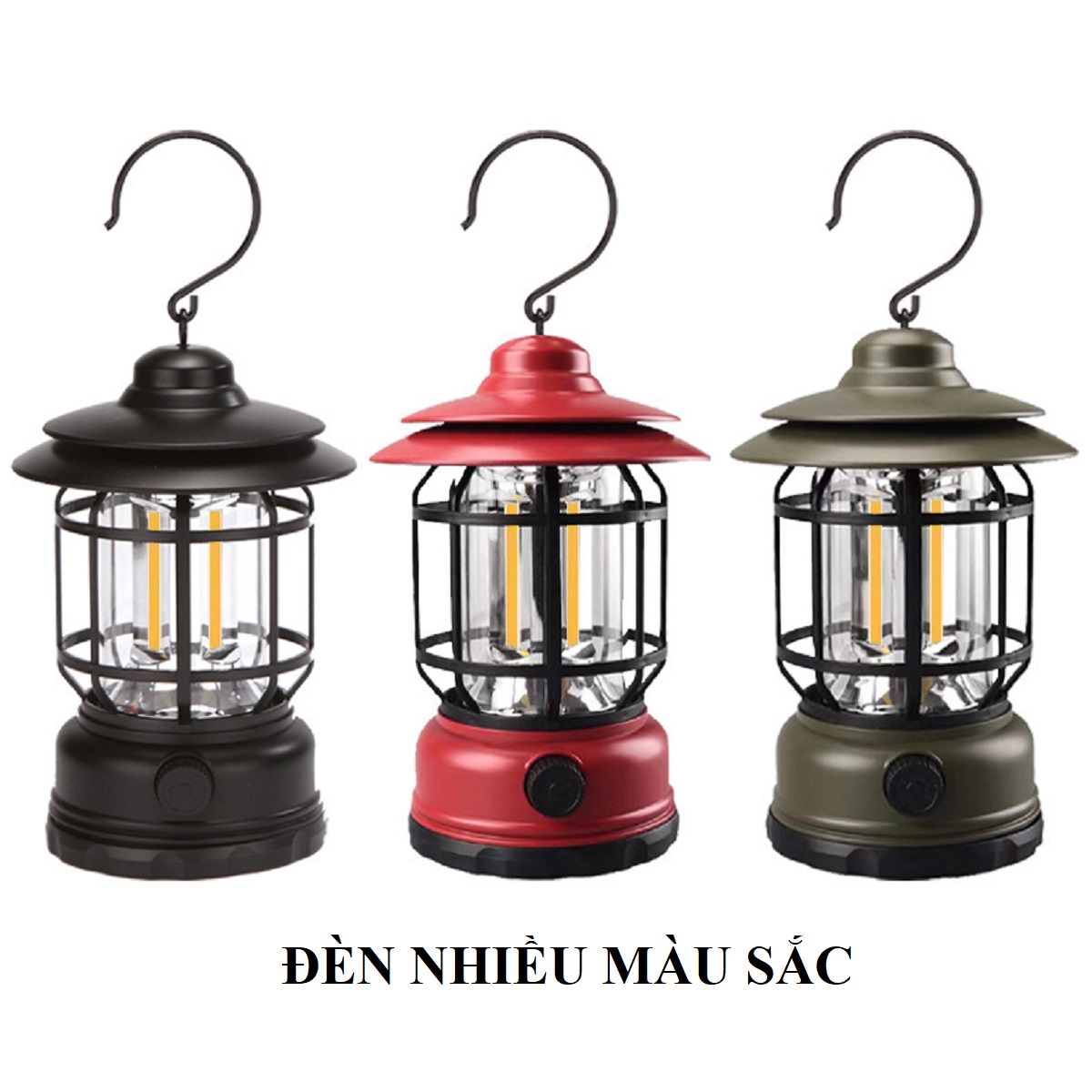 Đèn Cắm Trại, Đèn Camping Phong Cách Cổ Điển, Đèn Pin Sạc Tích Điện USB, Đèn Măng Xông - Hàng Nhập Khẩu
