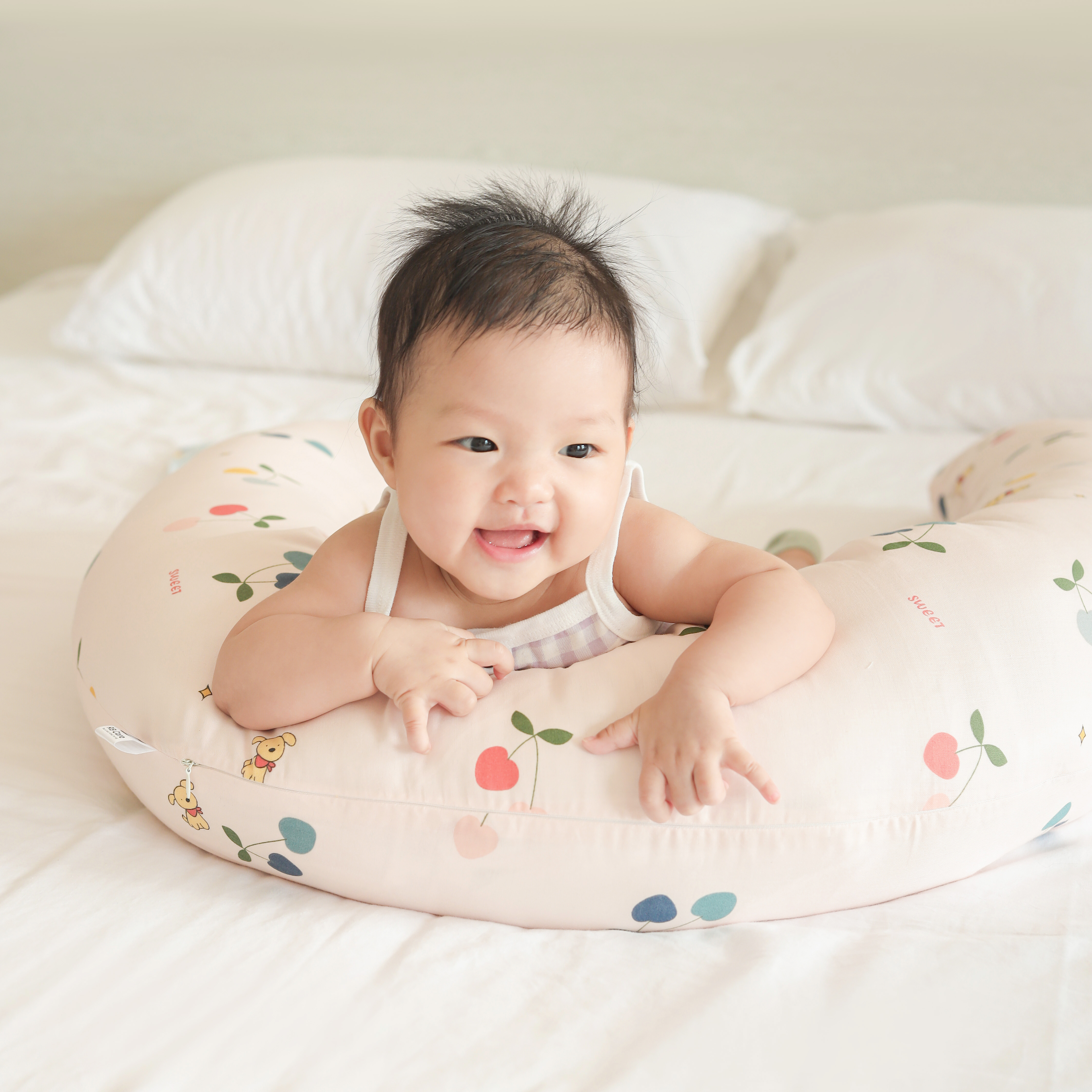 Gối đa năng cho mẹ bầu và em bé vải xô cotton