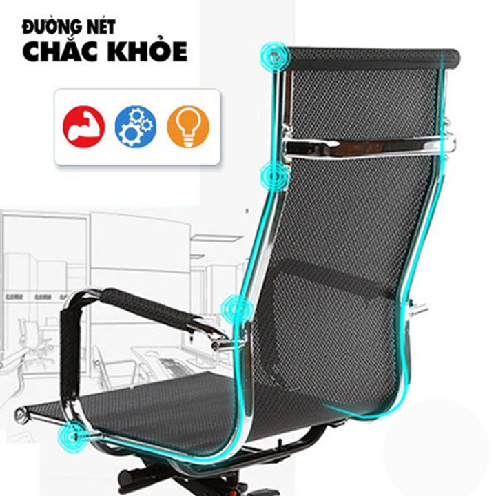 Ghế xoay lưới GX206 - Tặng kèm 1 miếng lót ghế hạt gỗ hương - Khô thoáng - Ngăn ra mồi hội hiệu quả