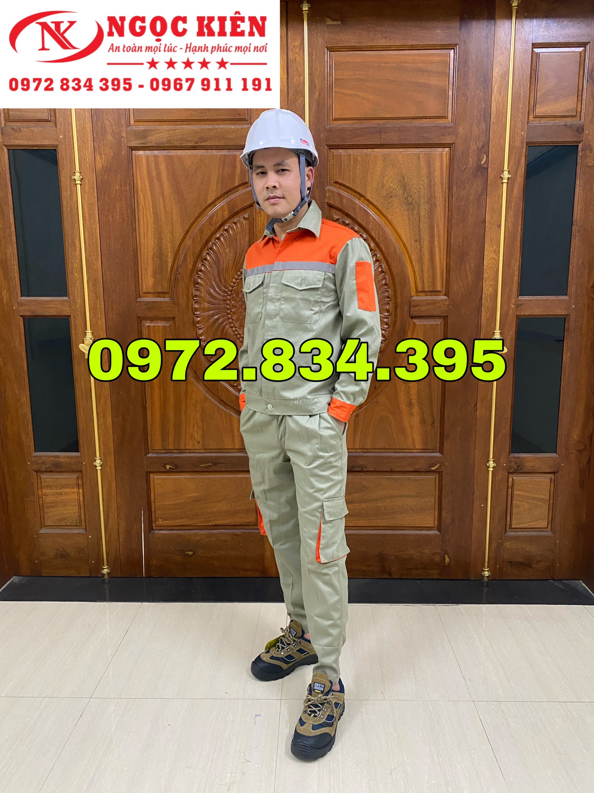 BỘ QUẦN ÁO BẢO HỘ PHA MÀU VẢI KAKI
