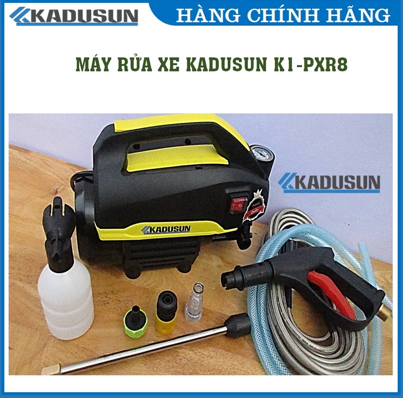 Máy rửa xe máy phun xịt rửa áp lực cao mô tơ cảm ứng từ tự hút nước thông minh Hàng chính hãng Máy rửa xe Kadusun K1-PXR8