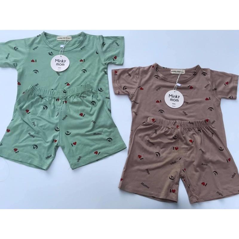 Bộ cộc tay Minky Mom in hình thun lạnh cho bé từ 5kg-19kg