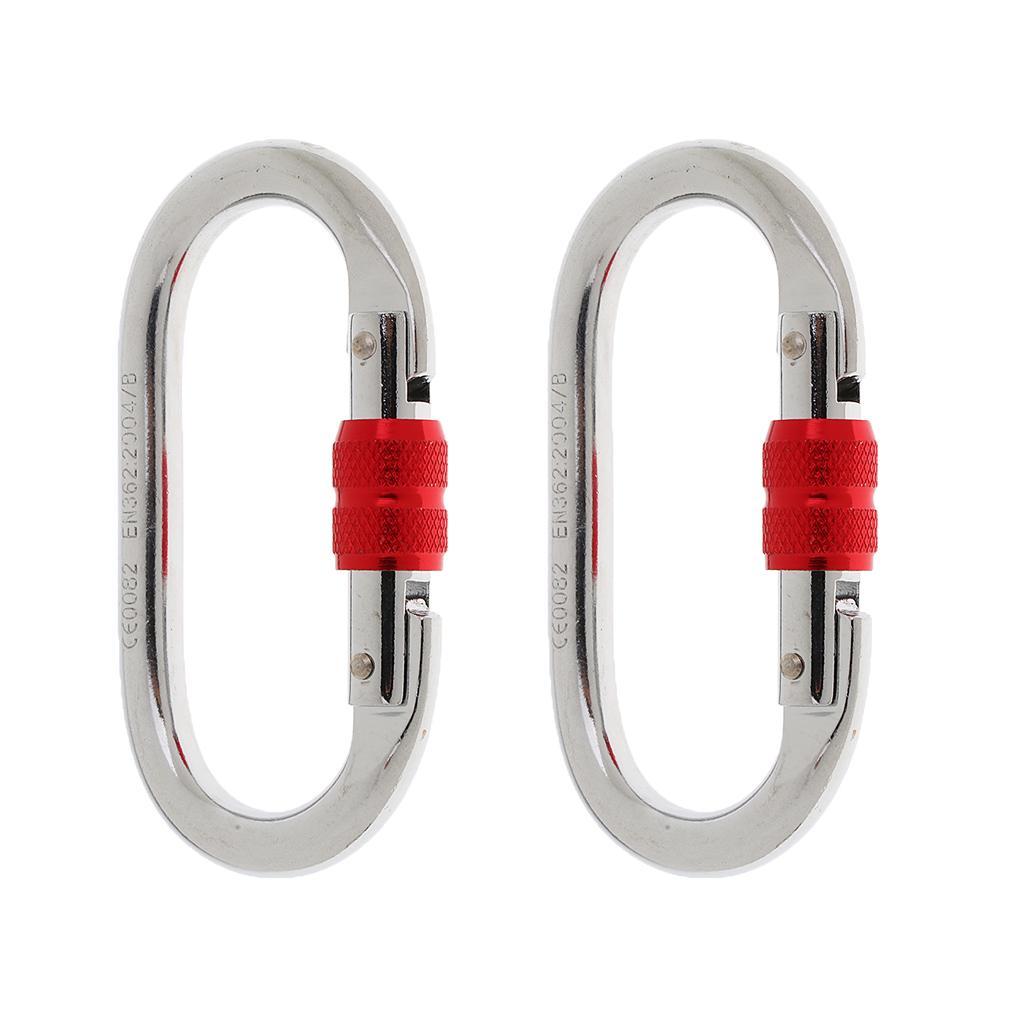 2Pcs Backpack Hiking Stick Holder Walking Pole Fixing Buckle Elastic Rope & 2x Climbing Carabiner Hook