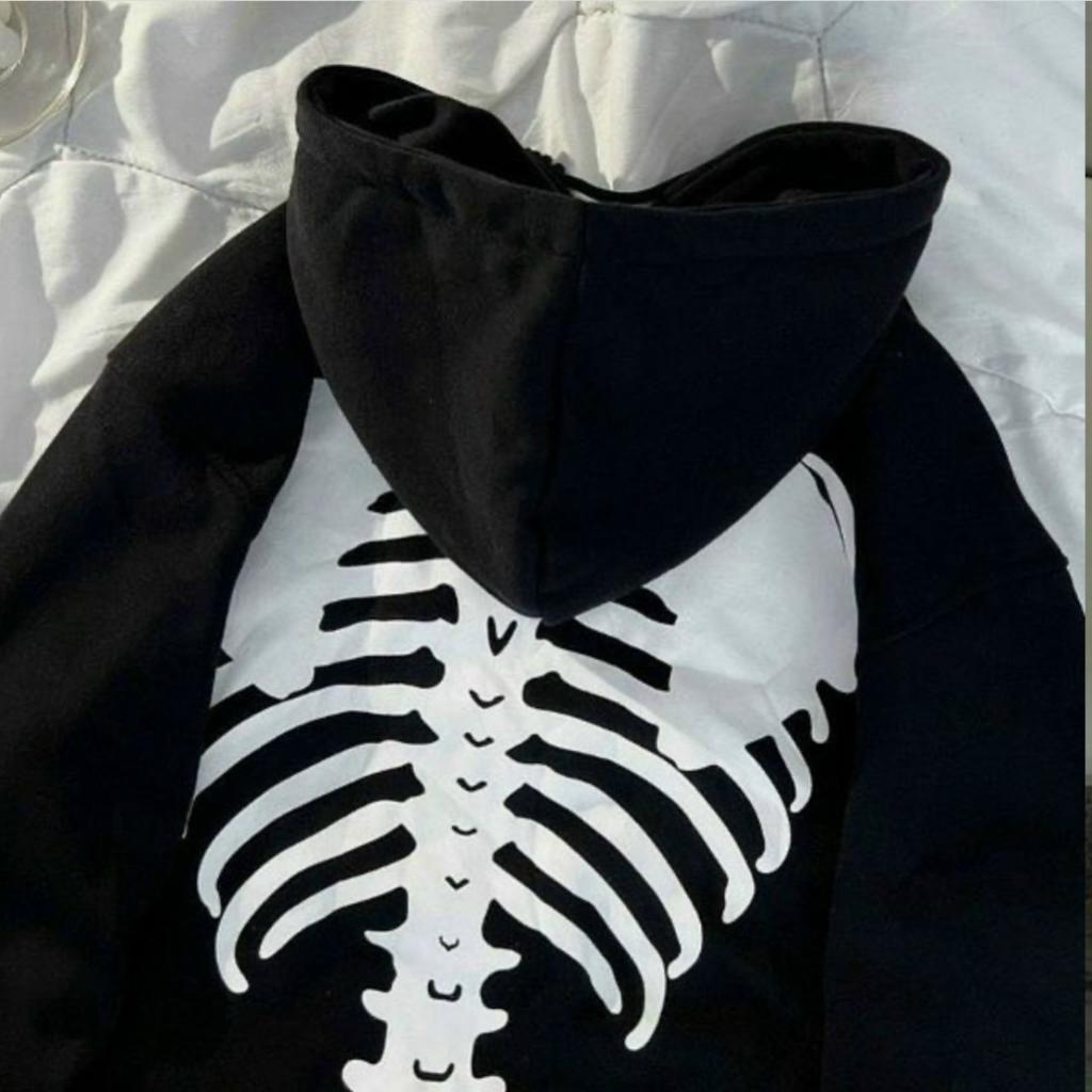 Áo Hoodie Nỉ Ngoại nam nữ Unisex Bộ Xương Sườn