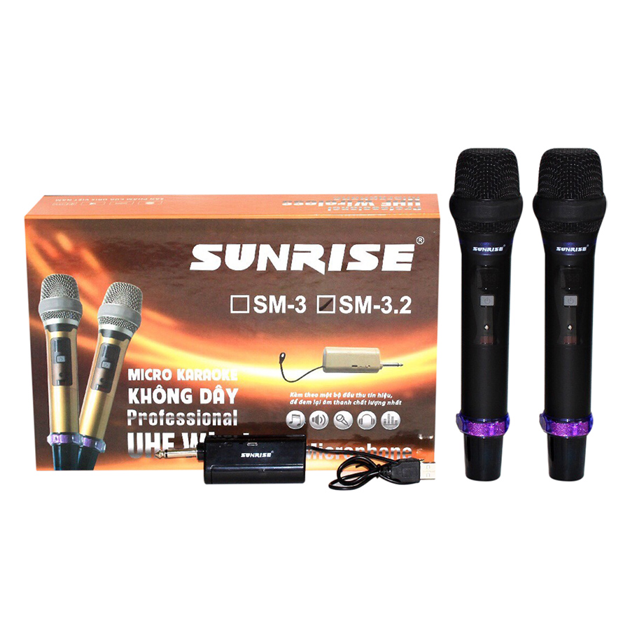 Micro Không Dây Sunrise SM-3 (Loại 2 Mic) – Hàng Chính Hãng