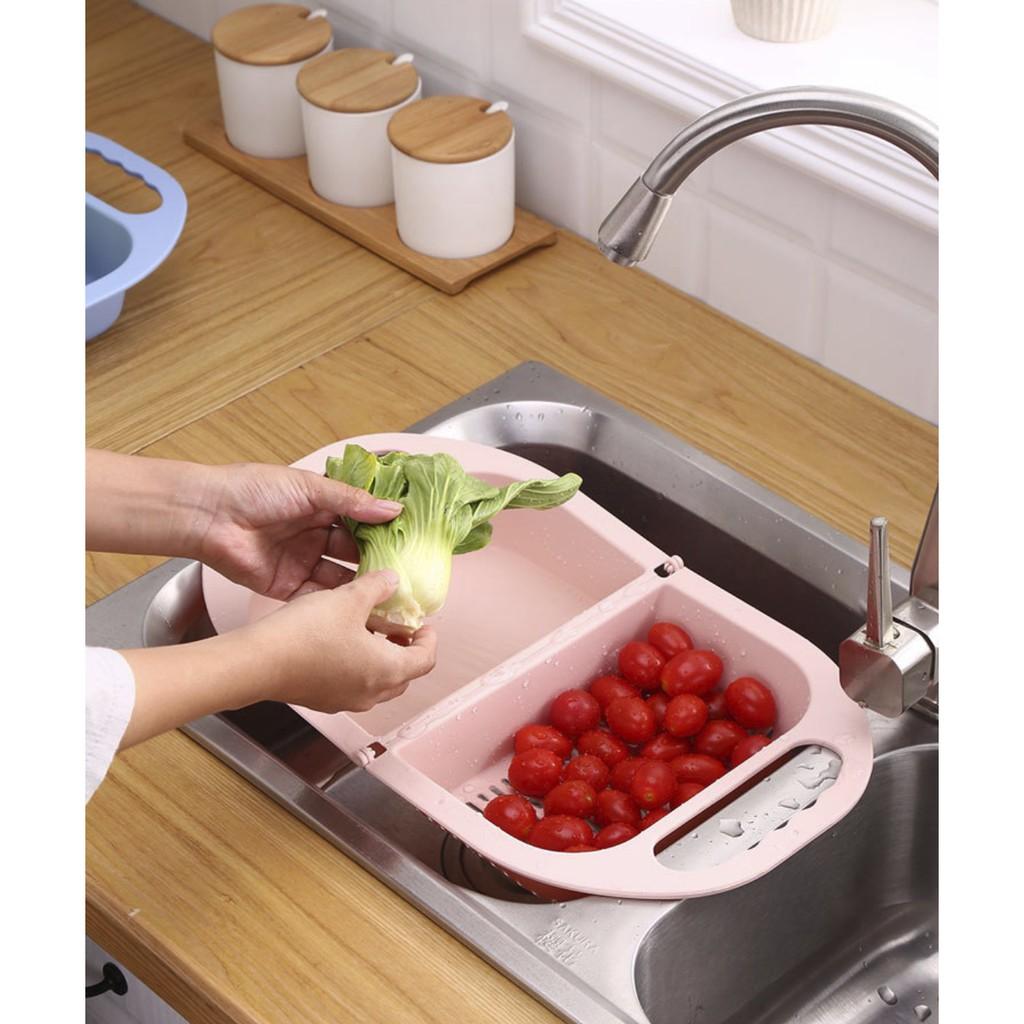 RỔ NHÀ BẾP XẾP GỌN TIỆN LỢI JAPAN PP 2 TRONG 1  - AsiaMart