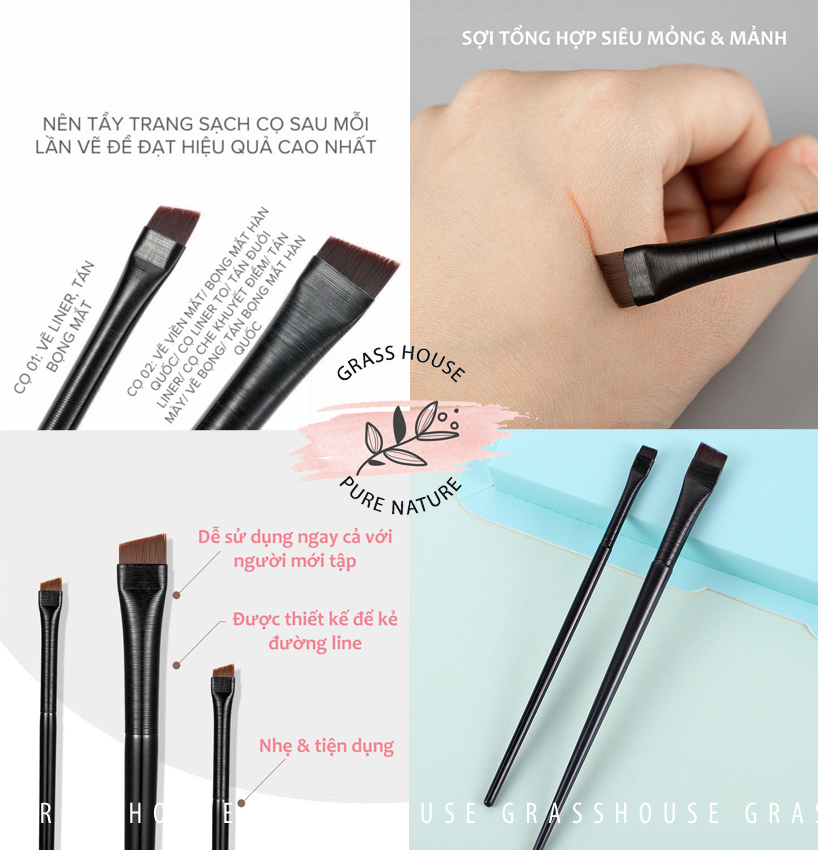 Cọ Dẹp kẻ eyeliner tém xéo chân mày Trang Điểm Mắt Siêu Mỏng Thiết Kế Sợi Lông Mịn Tiện Dụng