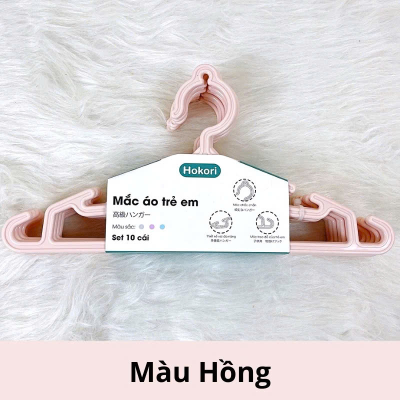 Sét 10 móc treo quần áo trẻ em , người lớn hokori chất liệu nhựa PP nguyên sinh an toàn tiện lợi - Hàng chính hãng