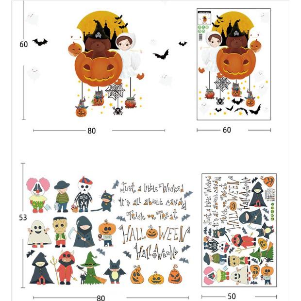 COMBO DECAL DÁN TƯỜNG - Bí Đỏ rùng rợn kết hợp Halloween họat hình