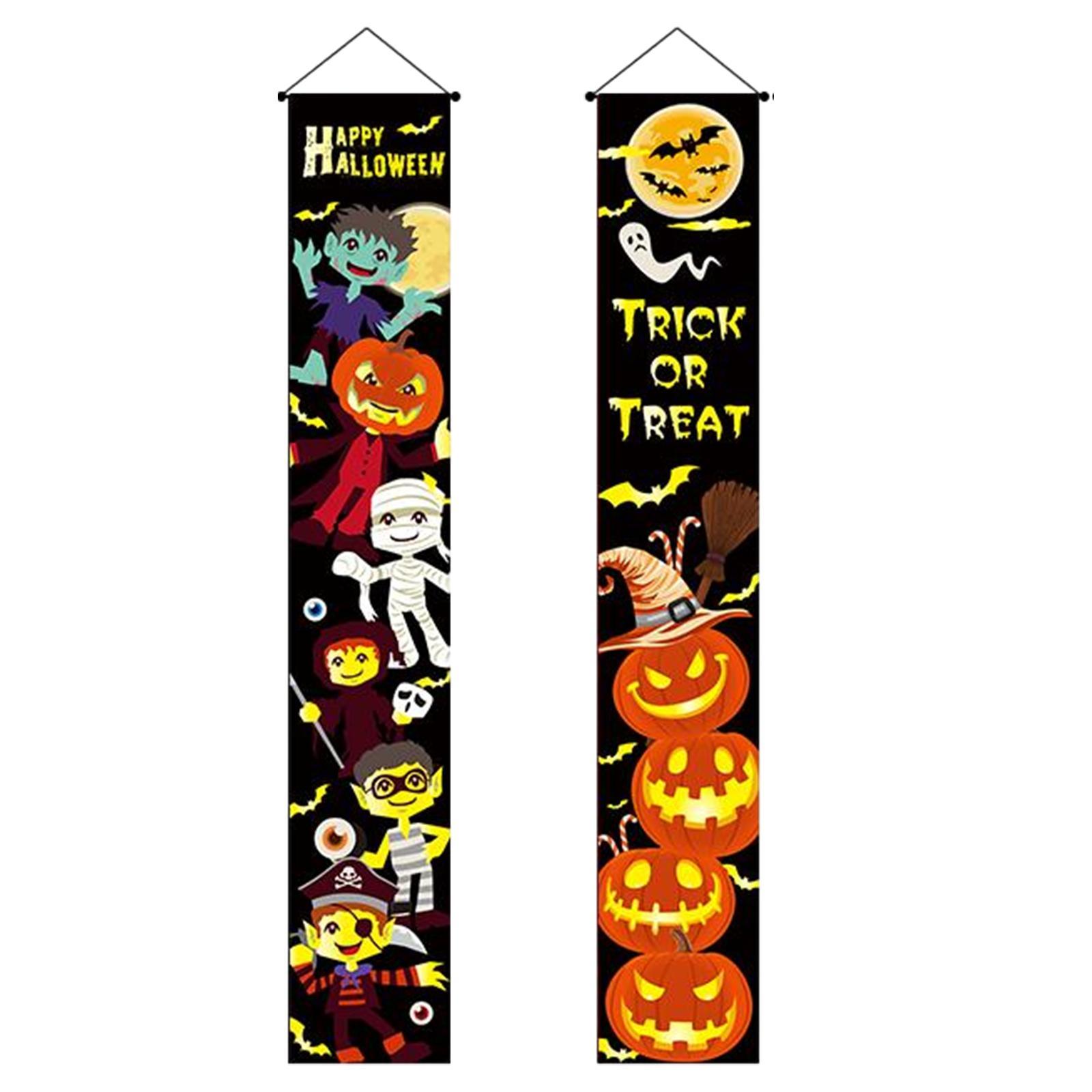 Hanging Banners Halloween Couplet Scary Decorative Sign Outdoor Flag for Party Carnival Haunted House Front Door Outside Yard